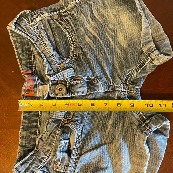 Hydraulic Womens Distressed Denim Shorts Size 1/2  Embroidered Back Pockets - Picture 6 of 8